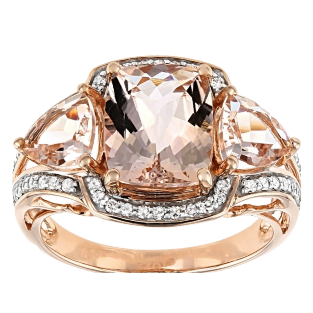 Genuine 10K Rose Gold Morganite & Diamond 3.86 Carat Ring Size 8! 🍑✨️ - Picture 2 of 7